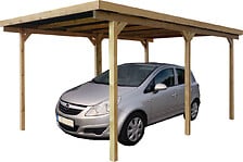 SOLID Carport toit plat en bois couverture - PVC - 3x5m