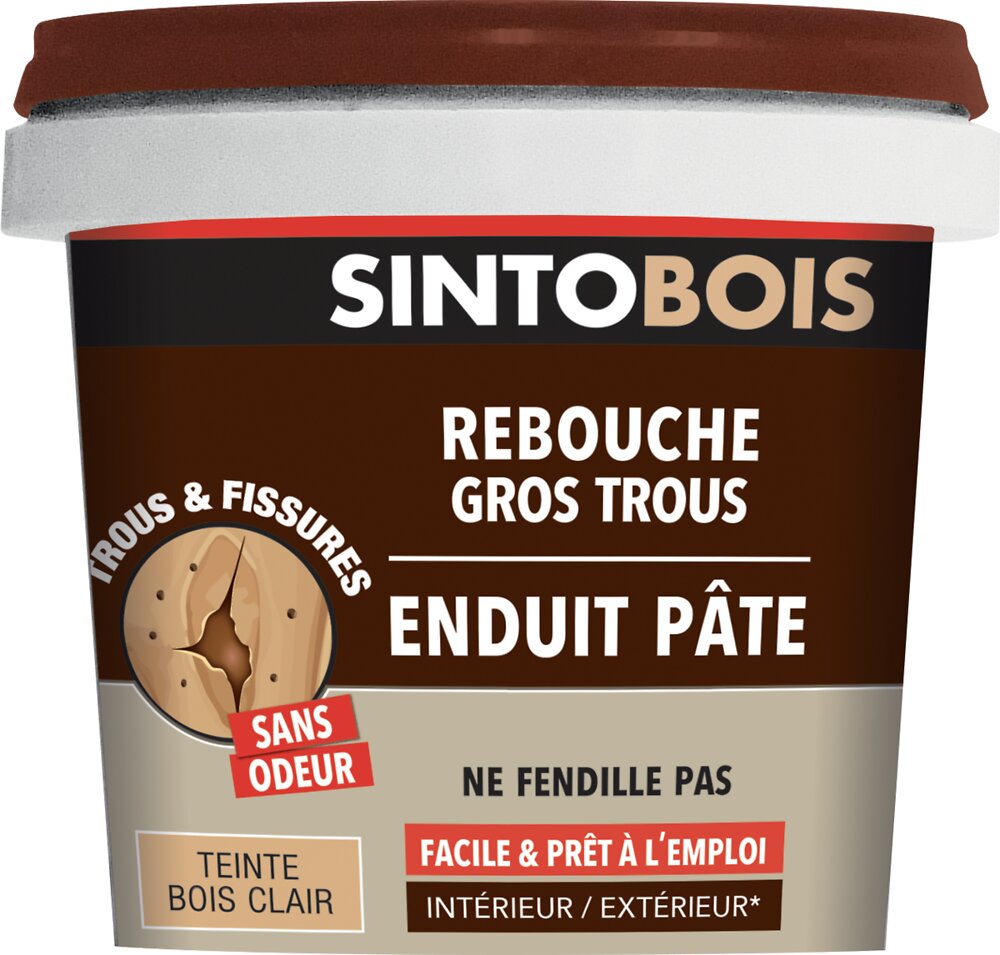 SINTO - Enduit pâte Rebouche Bois clair Prêt à l'emploi 500g - large