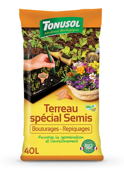 TERREAU SEMIS ET REMPOTAGE 40L - LES JARDINS D'AQUITAINE