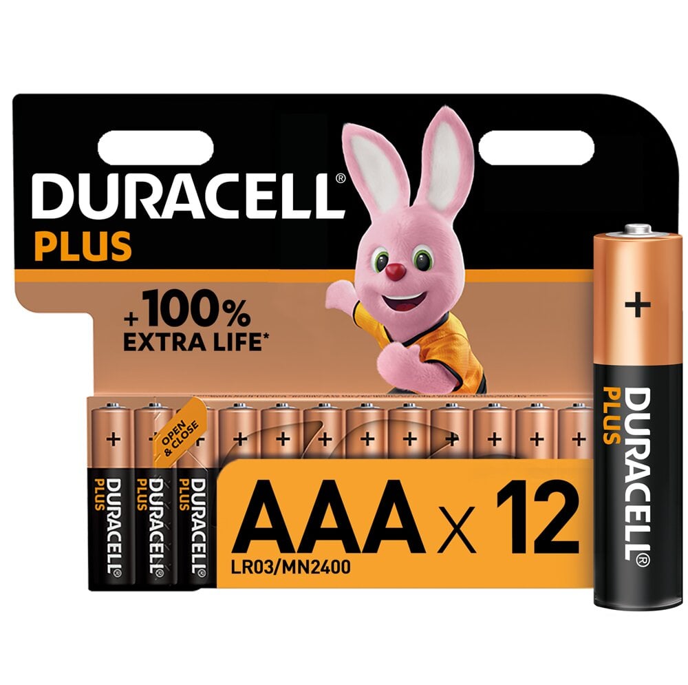 DURACELL - Piles alcalines AAA x12 Duracell Plus, 1.5V LR03 - large