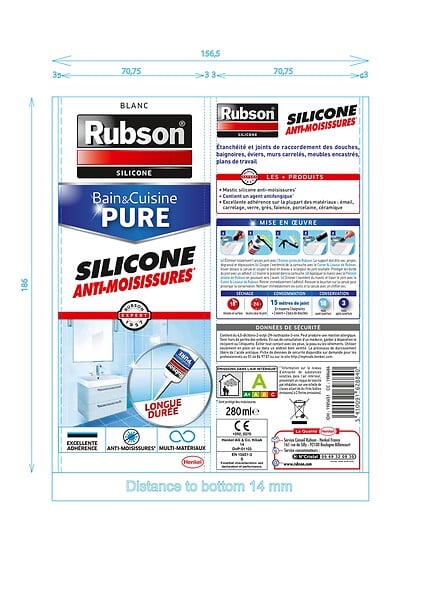 RUBSON - Mastic silicone Rubson SA1H blanc cartouche de 280ml, Réf 2716155