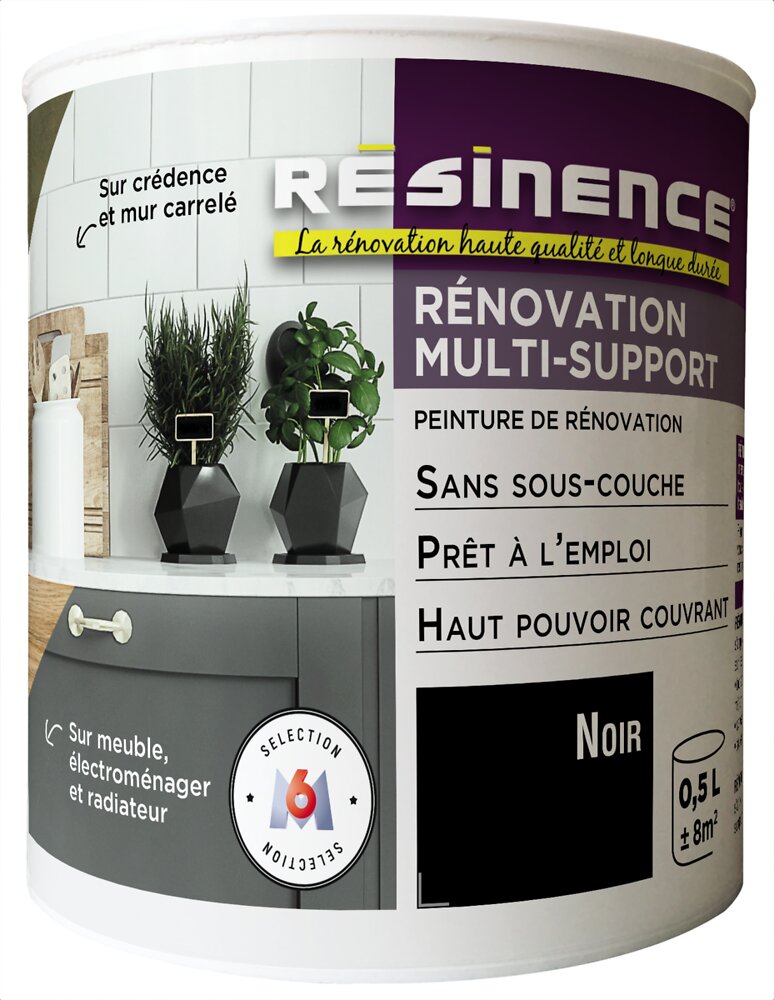 RESINENCE - Peinture de Rénovation Multi-support Noir 500ml - large