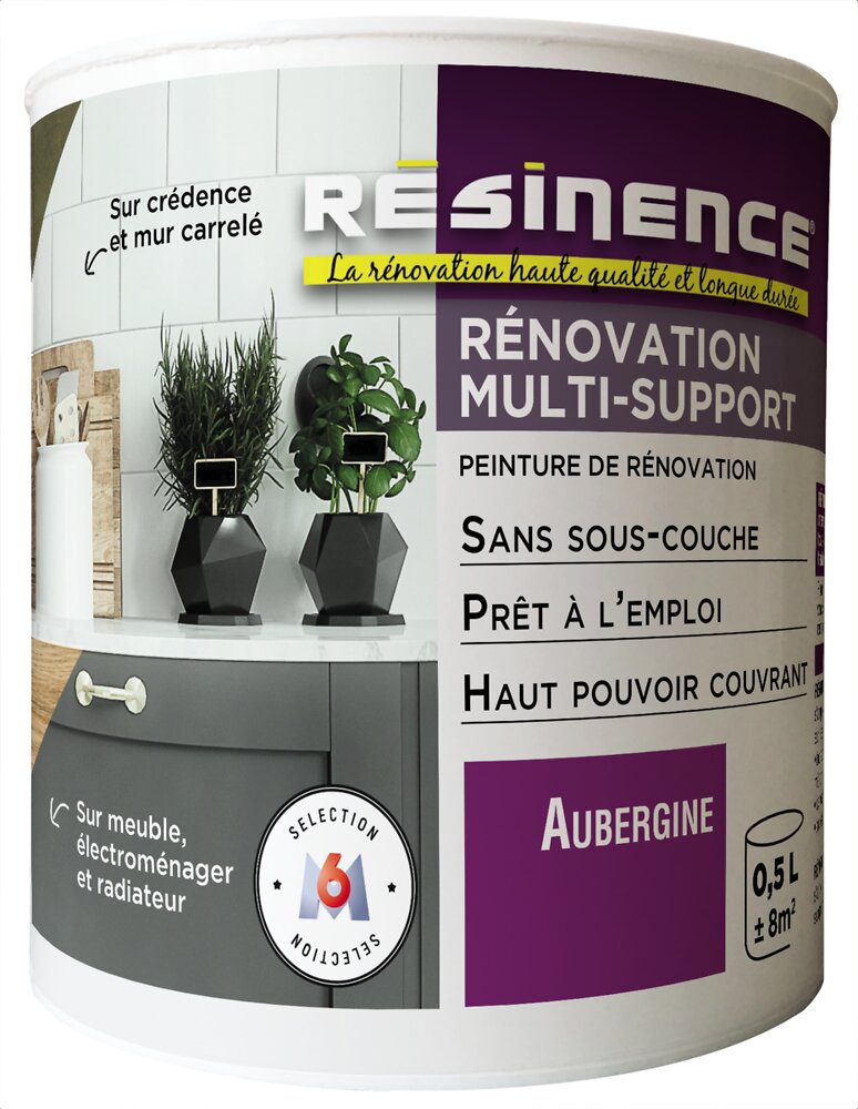 RESINENCE - Peinture de Rénovation Multi-support Aubergine 500ml - large