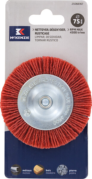 Brosse perceuse circulaire nylon rouge Norton Ø75mm