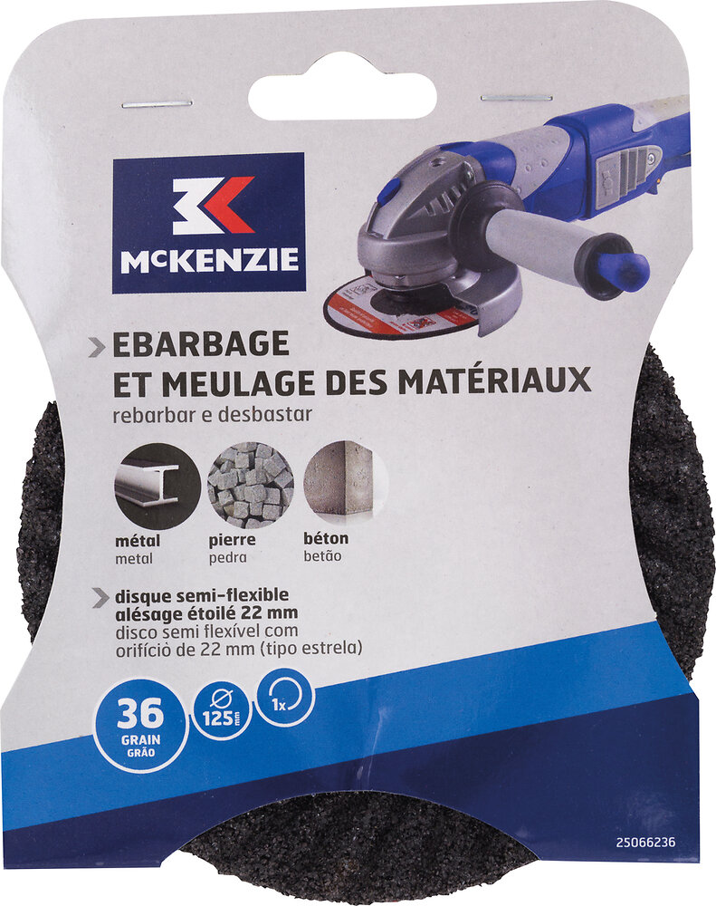 MC KENZIE - Disque semi flexible meuleuse d.125mm grain 36 - large