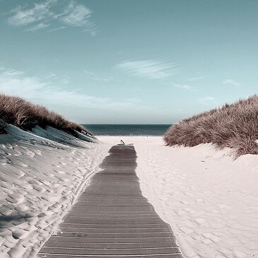 Poster Wallario Avec Illusion De Fenêtre – Chemin De Sable Et Plage – Décoration Murale