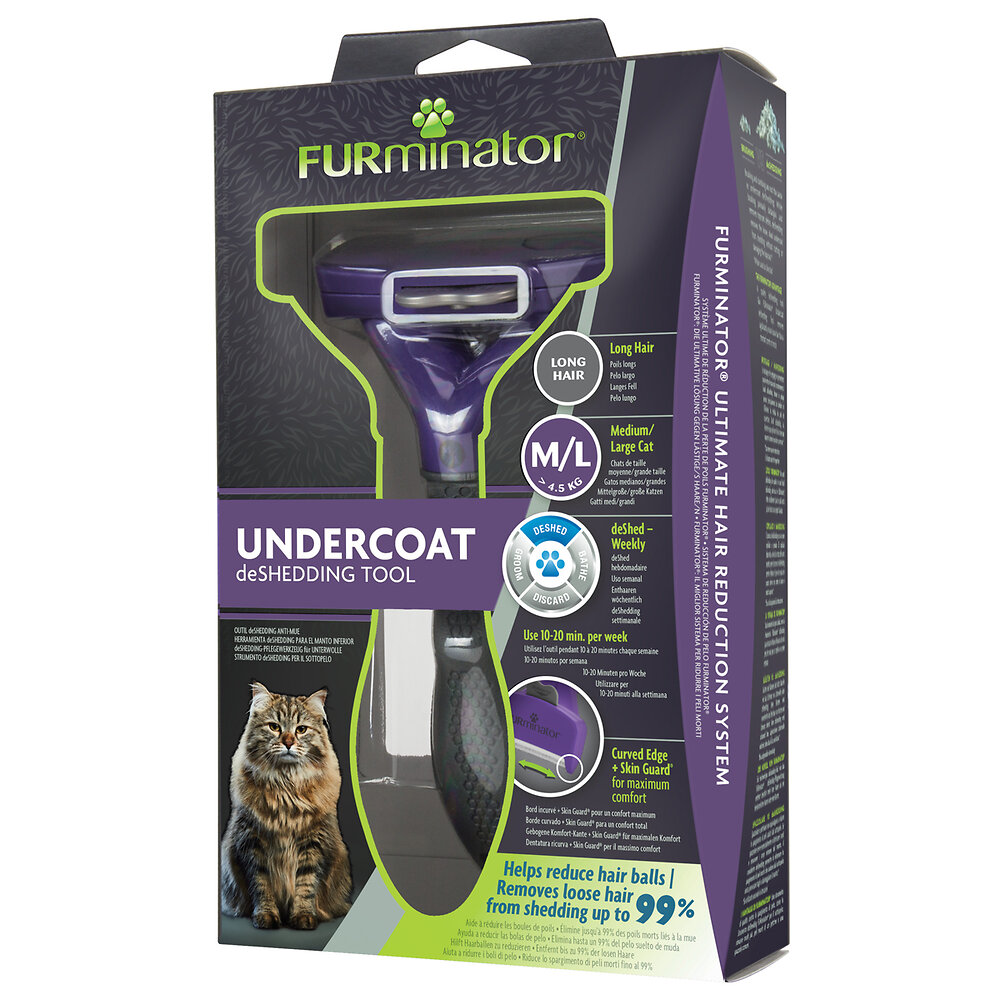 FURMINATOR - Furminator brosse chat moen ou grand poils longs - large