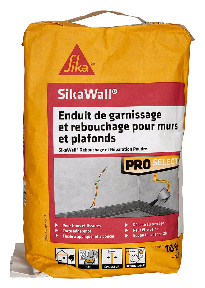 SIKA - Enduit rebouchage et réparation Sikawall poudre 10kg - large