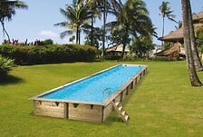 Piscine bois Linéa - Enterrable - Liner Bleu - L1500xH150xP350m