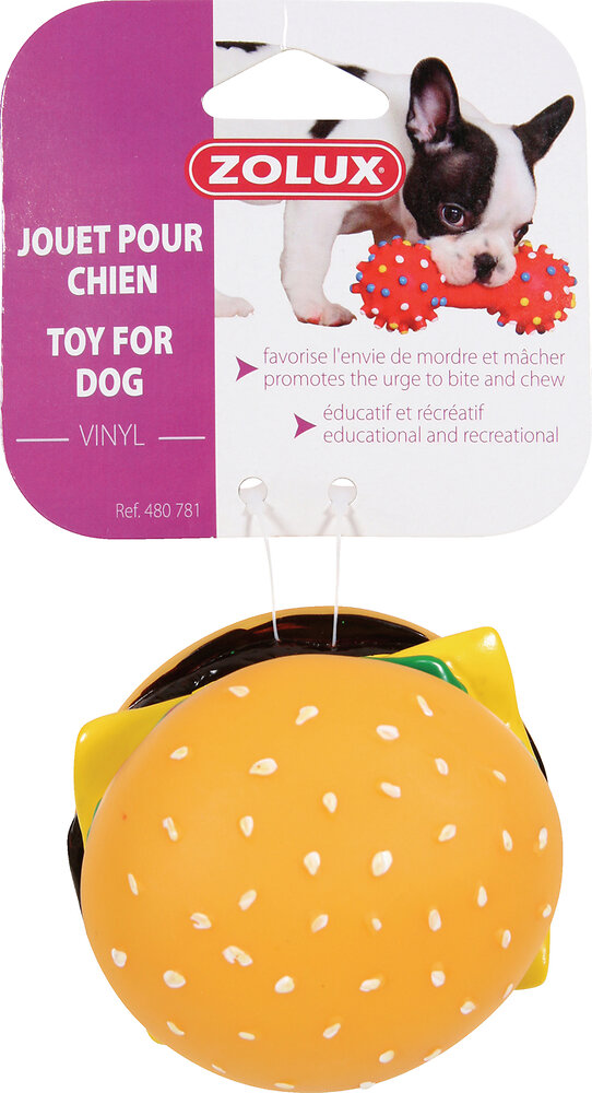 ZOLUX - Jouet hamburger vinyl 8cm pour chien - large