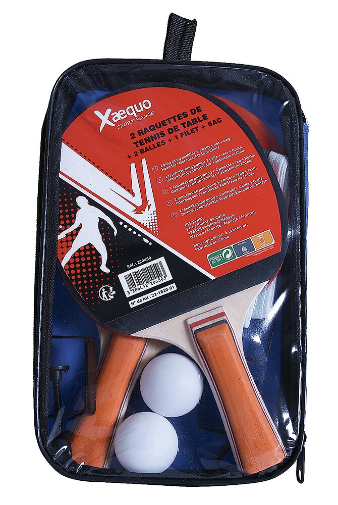 Set+de+2+raquettes+de+tennis+de+table+filet