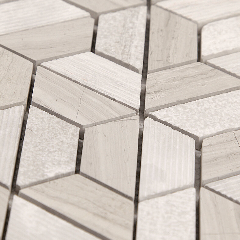 MAT INTER - Feuille 300x300 hexa coupe 50x8mm marbre wooden beige/gris pmr - large