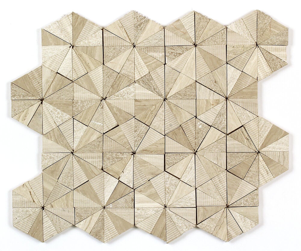 MAT INTER - Feuille 250x300 hexa eclate 80x8mm marbre wooden beige/gris pmr - large