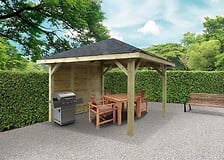 Kiosque de jardin en bois traité toit en shingle Chopin Eco - 11,34 m² -  Jagram