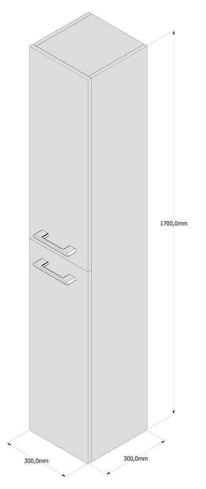 VIF - Colonne de salle de bain - Gris souris - 2 portes - L30xP30xH170cm - large