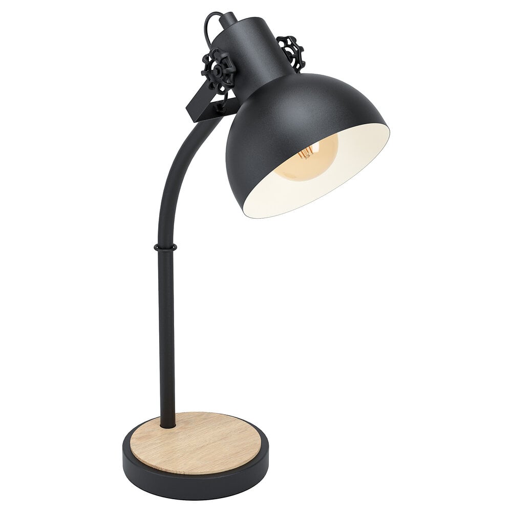 EGLO - Lampe de table à poser Lubenham E28 - Acier et bois - 28W - large