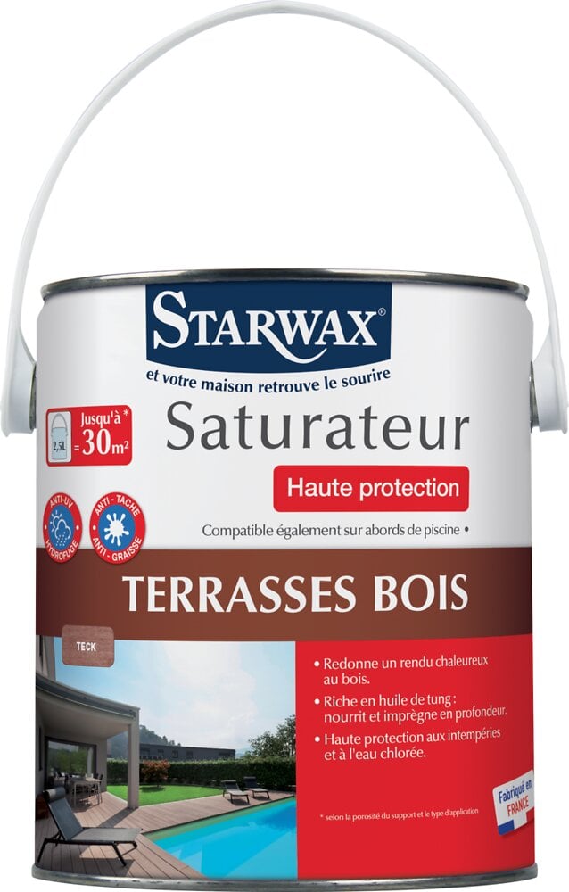 STARWAX - Saturateur haute protection terrasses bois teck 2.5L - large