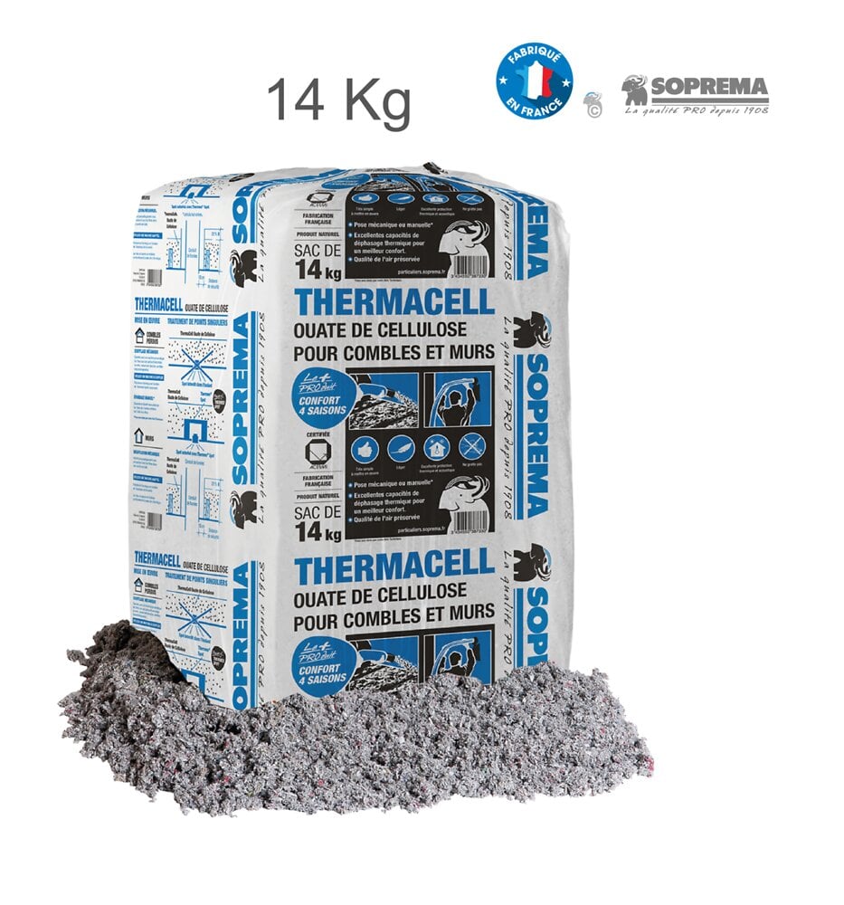 SOPREMA - Ouate de cellulose THERMACELL SOPREMA® Sac de 14kg R selon l'épaisseur - large