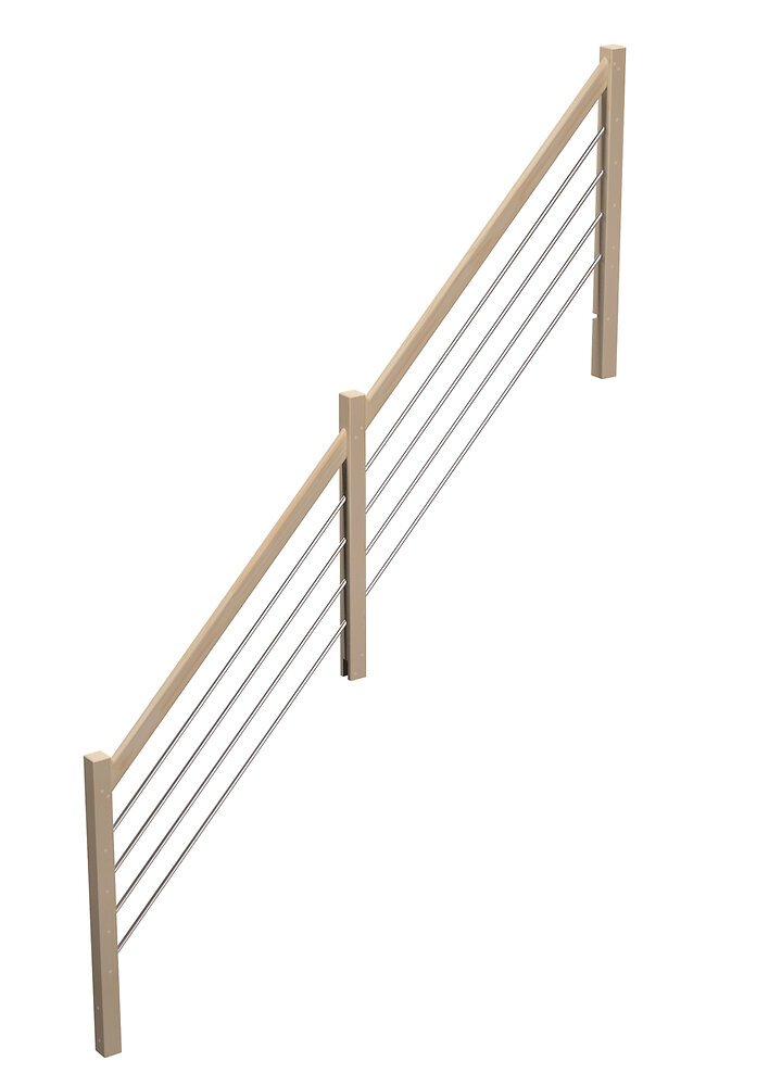 SOGEM - Rampe escalier droit Jura - Aluminium et sapin - 303x90cm - large