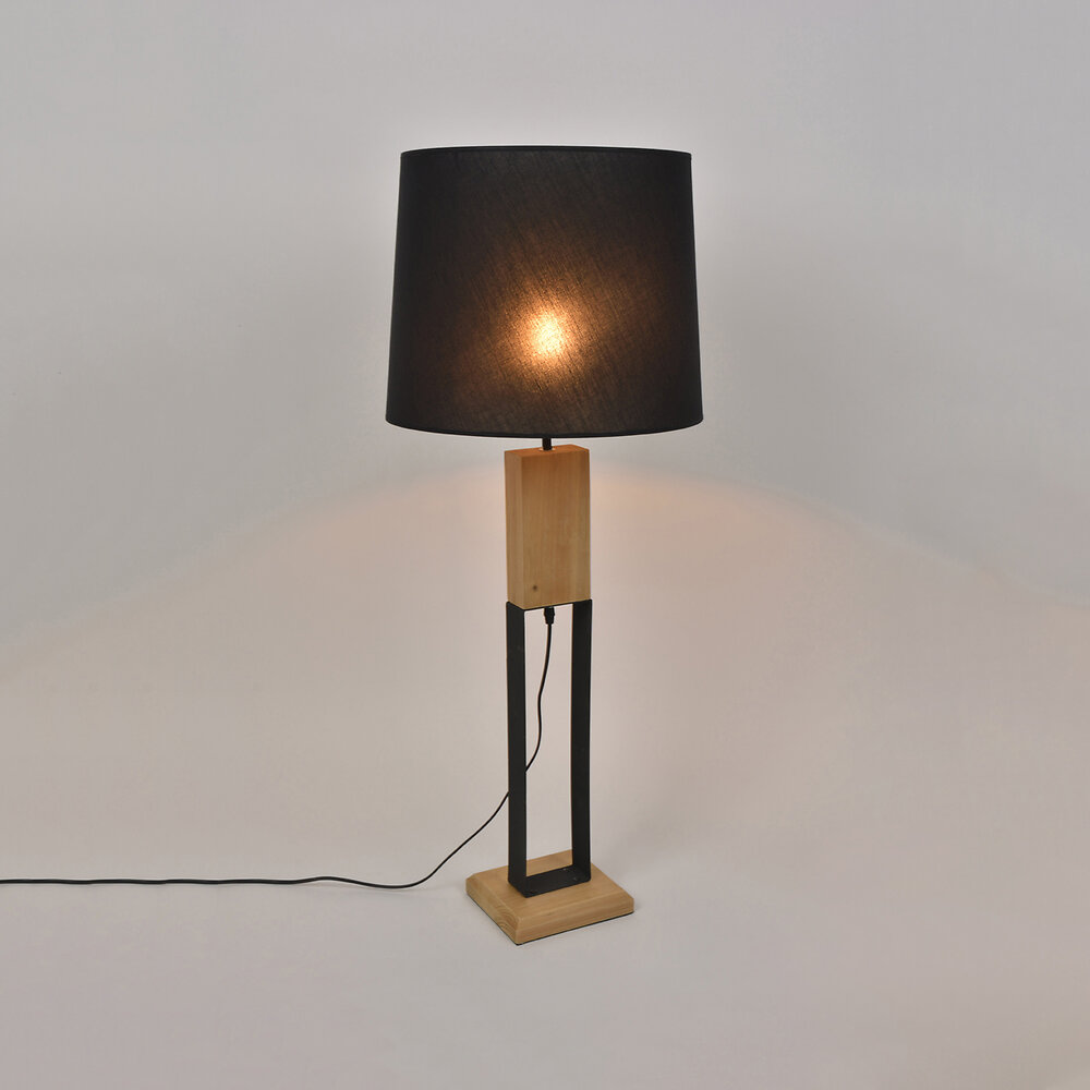 lampe haussmann - bois naturel - noir