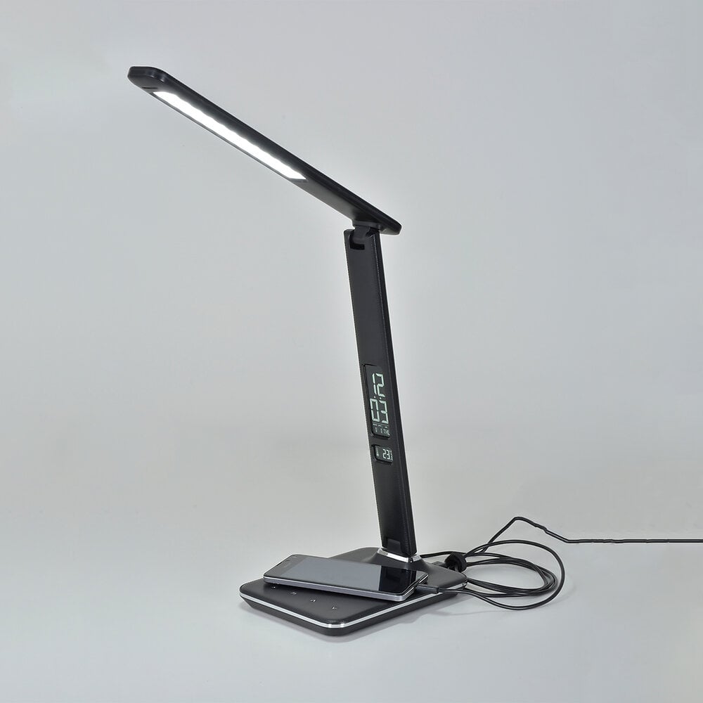 lampe multifonction bureau articulée led chester - effet cuir  - noir