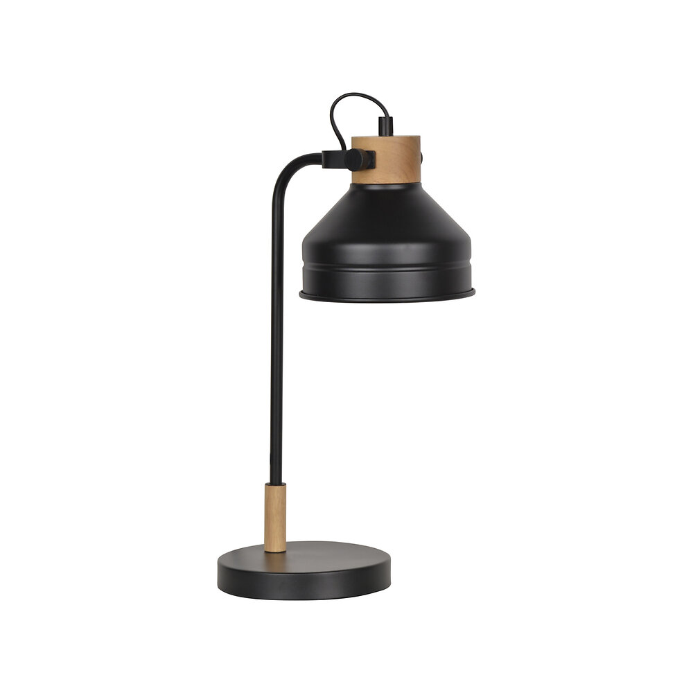 COREP - Lampe en metal à poser - Noir mat et bois - 43x16cm - large