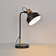 COREP - Lampe en metal à poser - Noir mat et bois - 43x16cm - vignette