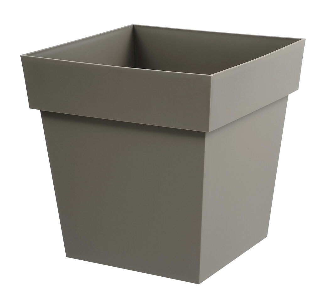 EDA - Pot de fleurs carré bas Toscane 39cm 38L taupe - large