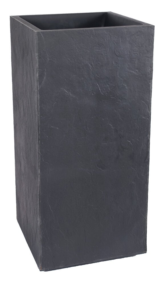 EDA - Pot carré haut Volcania - Anthracite - 31L - H80 x L39,5 cm - large