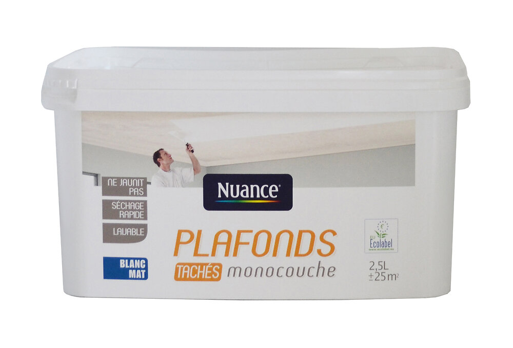 NUANCE - Peinture Plafonds tachés - Monocouche - Blanc - Mat - 2,5L - large