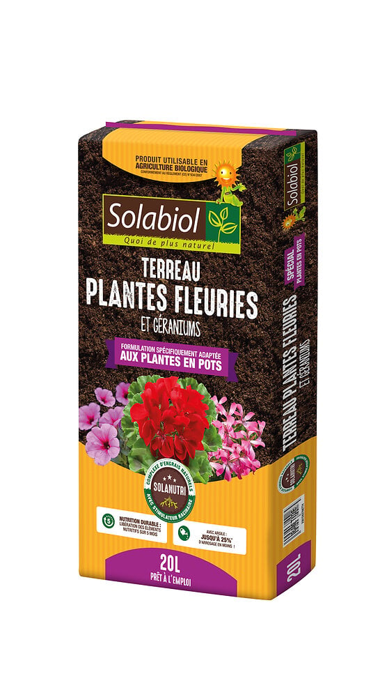 SOLABIOL - Terreau geraniums et plantes fleuries 20l sol - large