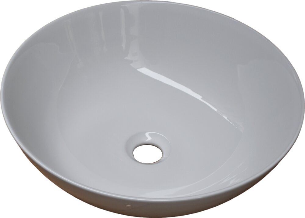 - - Vasque en céramique ronde - Blanc - 41x15.5cm - large