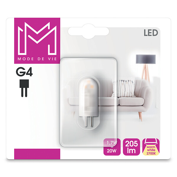 Ampoule LED G4 2W équivalent à 20W - Blanc du Jour 6400K