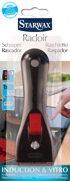 Promobo - Grattoir Pour Plaque Vitrocéramique Spécial Induction Avec 5  Lames de Rechange Rouge