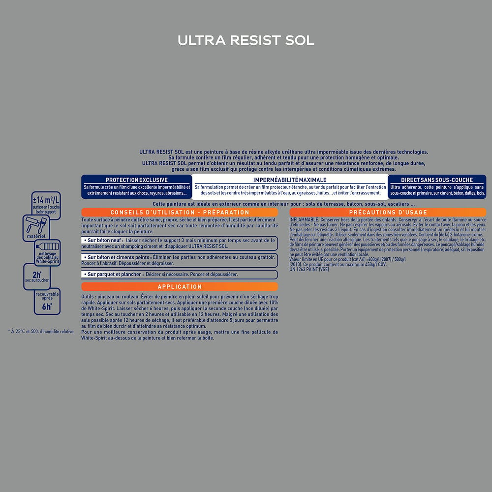 DULUX - Peinture résine ULTRA RESIST SOL SATIN Blanc 0.5L - large