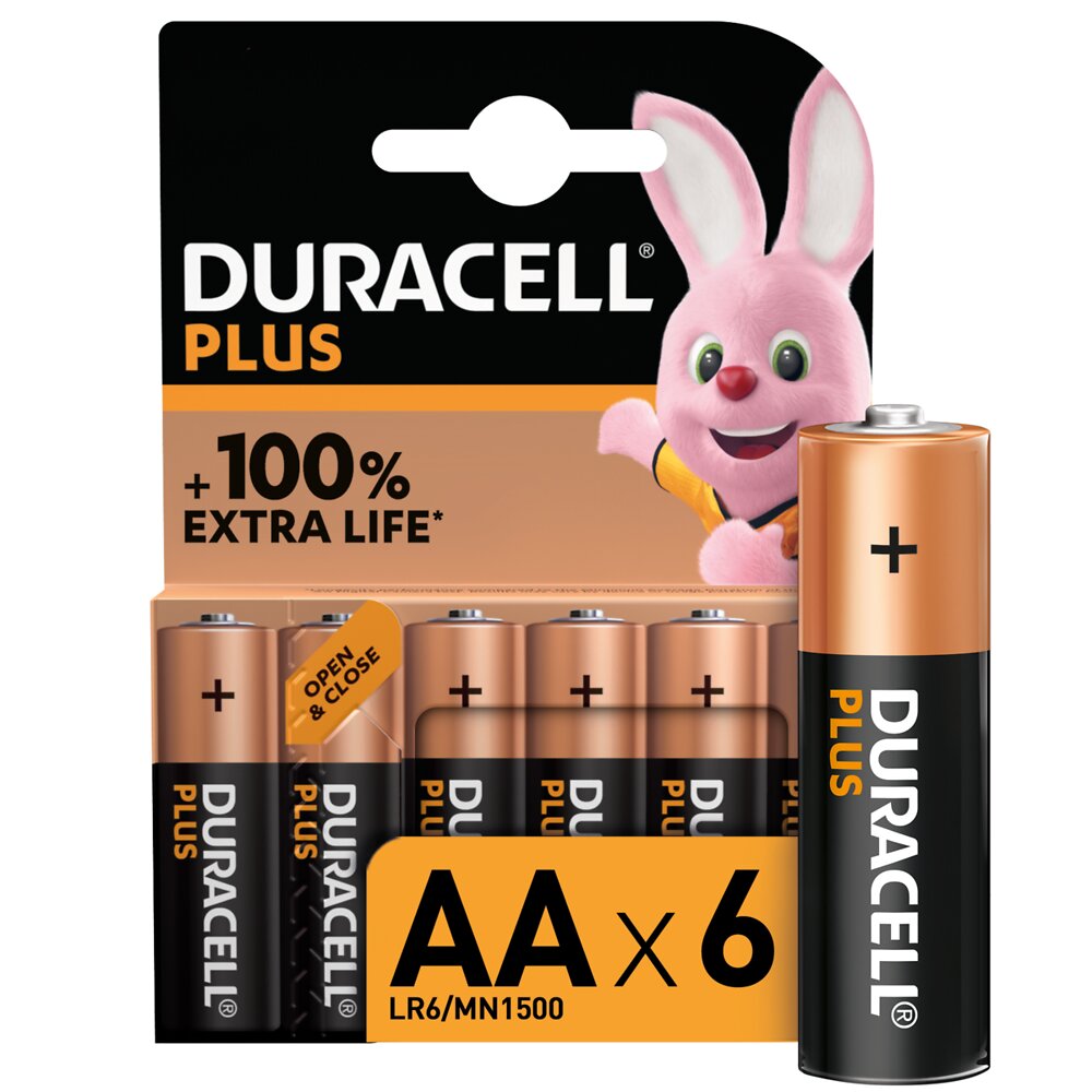 DURACELL - Piles alcalines AA x6 Duracell Plus, 1.5V LR6 - large