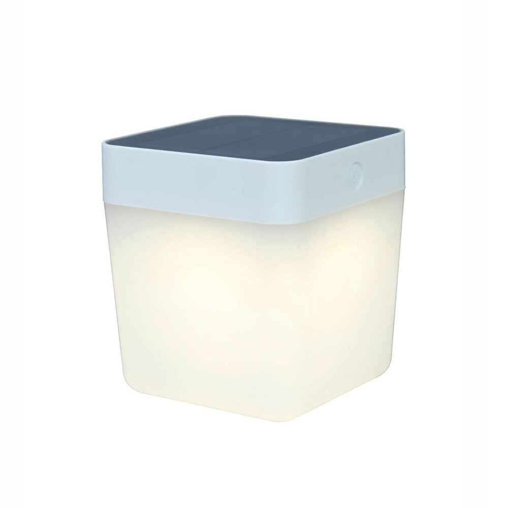 lampe solaire table cube blanc