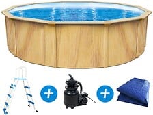 HABITAT ET JARDIN Piscine acier ronde aspect bois "Punta cana" - Ø 5.50 x 1.20  ...