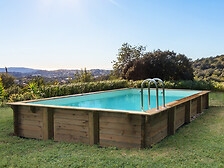 HABITAT ET JARDIN Piscine bois en kit rectangle " Murano " - 12.20 x 6.20 x 1.4 ...