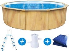 HABITAT ET JARDIN Piscine acier ronde aspect bois "Punta cana" - Ø 4.60 x 1.20  ...