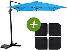 HABITAT ET JARDIN Parasol jardin déporté "Soleil" - Carré - 2.5 x 2.5 m - Bleu  ...