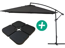 HABITAT ET JARDIN Parasol jardin déporté Alu "Ilios 3" - Carré - 3 x 3 m - Noir ...