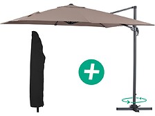 HABITAT ET JARDIN Parasol jardin déporté Alu "Sun 3" - Carré - 3 x 3 m - Taupe  ...