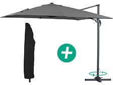 HABITAT ET JARDIN Parasol jardin déporté Alu "Sun 3" - Carré - 3 x 3 m - Gris + ...