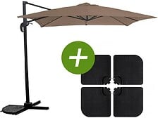 HABITAT ET JARDIN Parasol jardin déporté "Soleil" - Carré - 2.5 x 2.5 m - Taupe ...