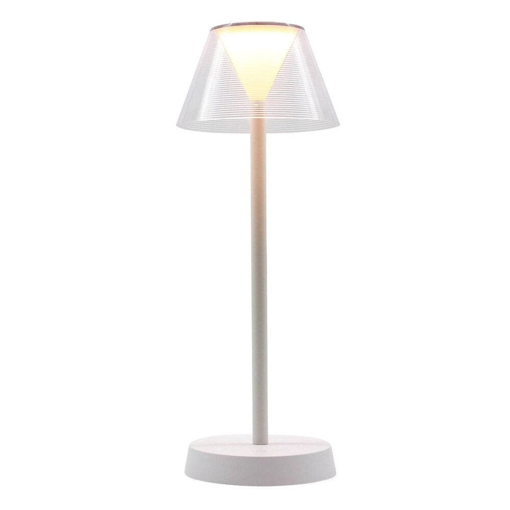 lampe de table sans fil led beverly white blanc plastique h34cm