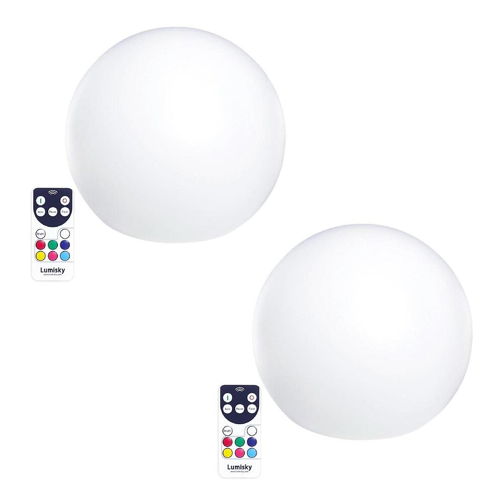 lot de 2 boules lumineuses sans fil led 2x bobby c30 blanc polyéthylène d30cm