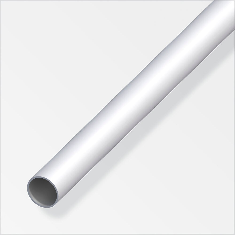 ALFER - Tube rond 6mm aluminium anodisé argent 1m - large