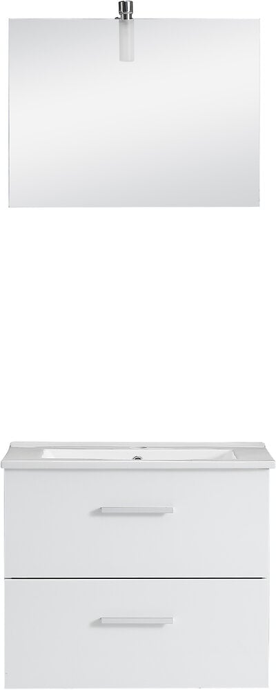 EURO WATER - Ensemble meuble sous vasque avec  miroir Uno - Blanc - 59x45x50cm - large
