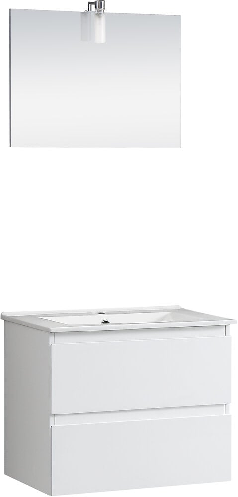 meuble vasque suspendu avec miroir - blanc - l59x l45xh50cm